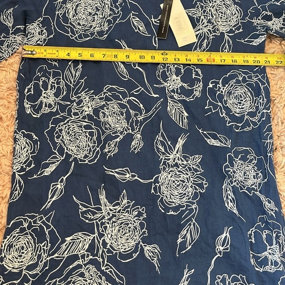 NWT Luca Vanucci Blue with white printed flowers Linen tunic style dress XL - Picture 5 of 7